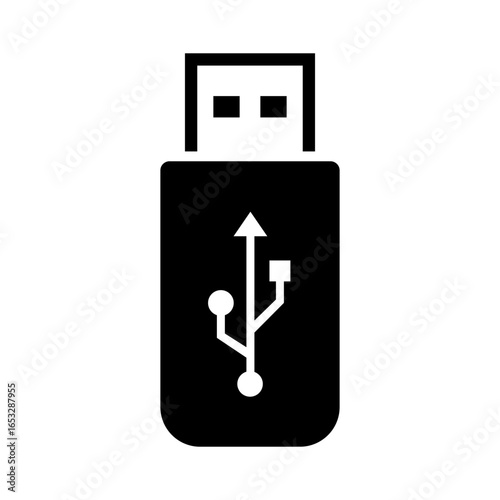 USB flash drive icon symbol on white background, isolated vector illustration