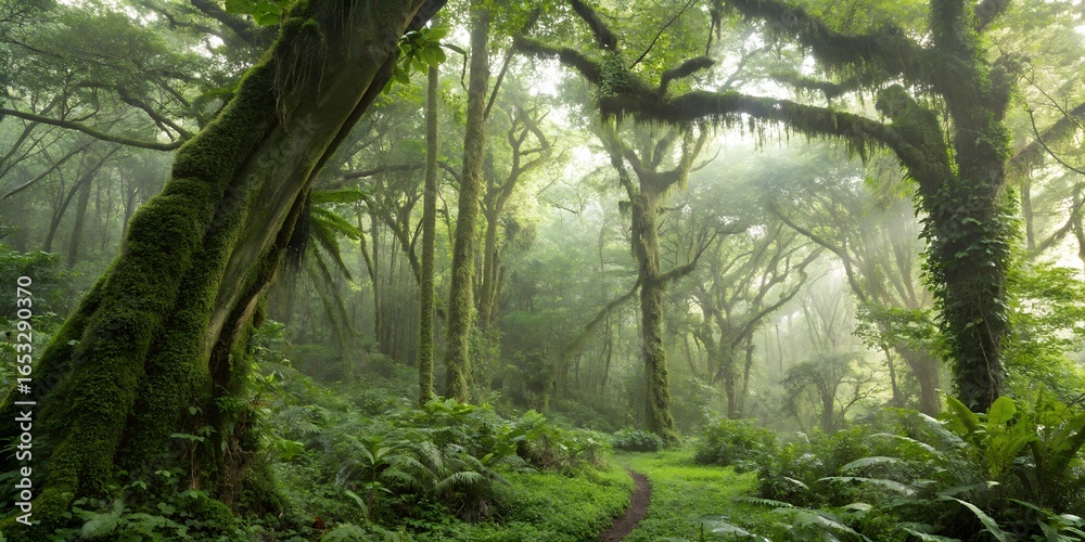 Naklejka premium a-wild-jungle-in-uganda--a-vegetation-in-uganda-s-