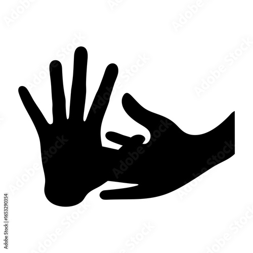 Silhouette illustration of hands representing tactile communication or sign language interpretation