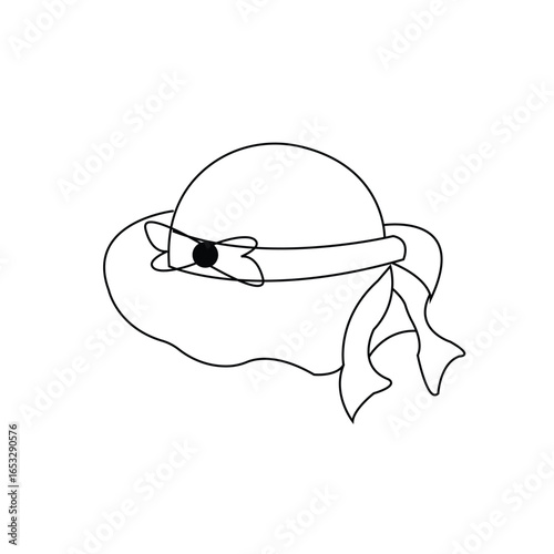 Hat Vector Outline Minimal Fashion Headwear Line Art Icon Illustration