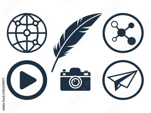 Icons for communication and media