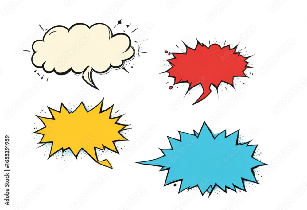 Balão de diálogo em diferentes formas. Ilustração arte vintage.