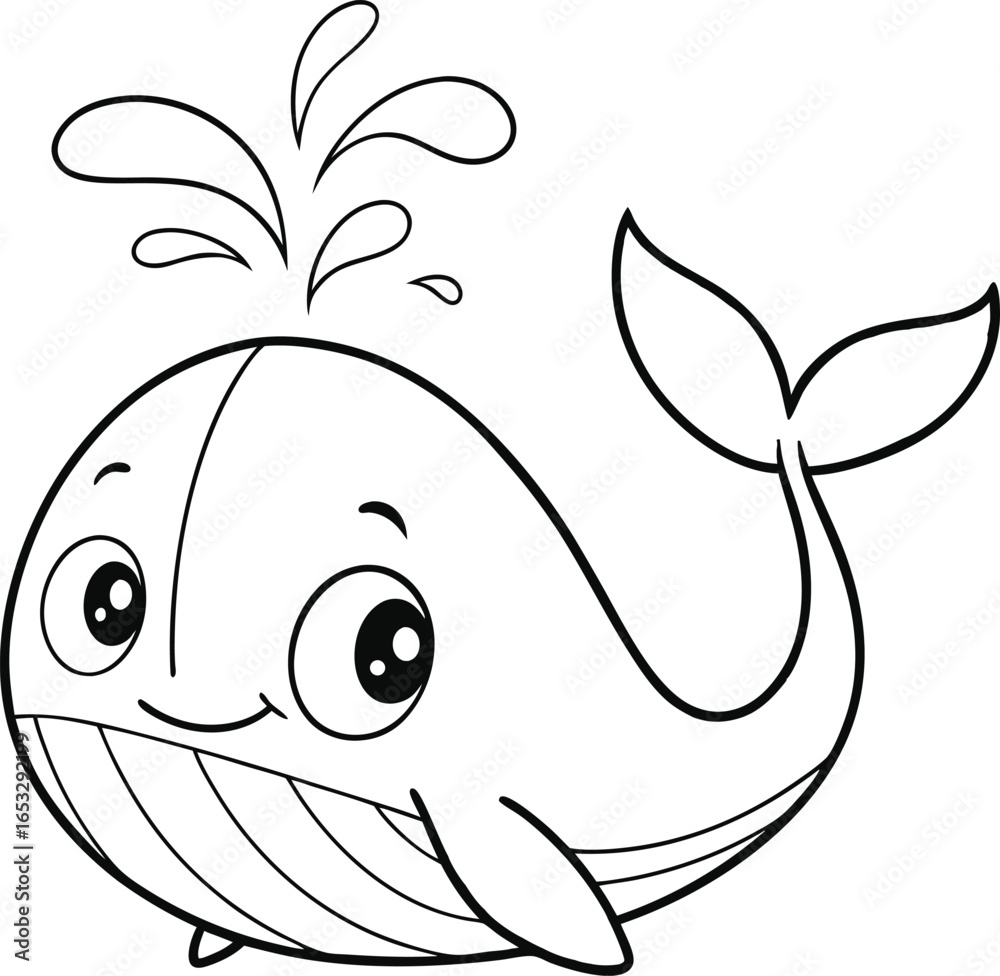 Obraz premium Simple whale vector illustration for coloring page