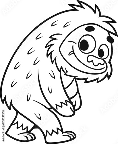 yeti vector cartoon for kids coloring page
