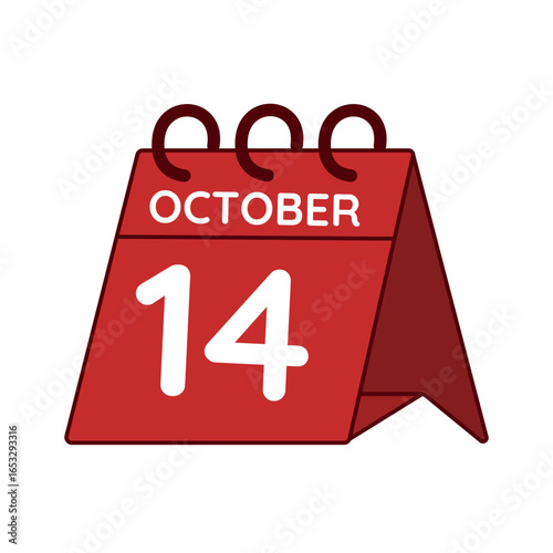 october 14 desk calendar vector on white background
Vector red calendar flat icon