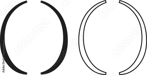 Brackets icon set, black vector collection of round, curly, and square bracket group in flat and line style, punctuation marks, typography symbols, math and coding element bundle