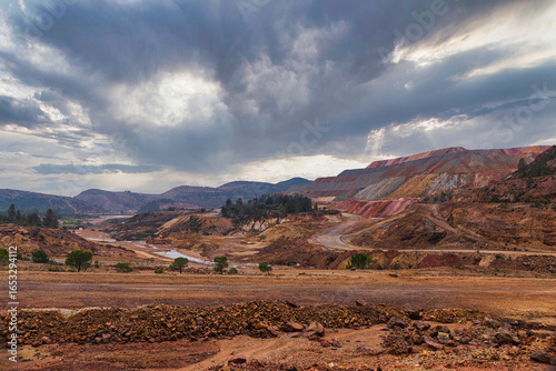 Expansive View of the Riotinto Mines with Dramatic Sky