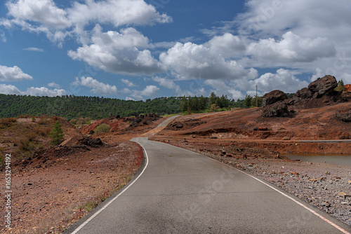 Road Winding Through a Red and Green Landscape