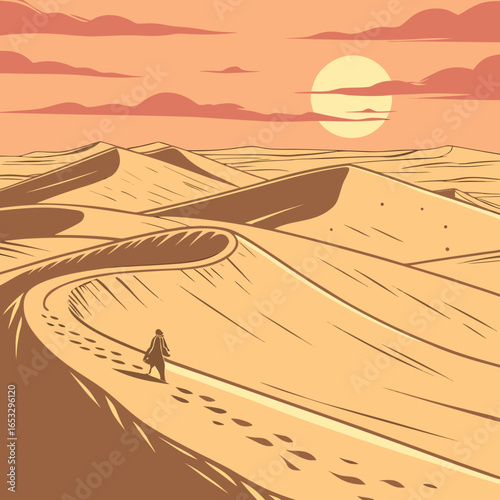 man walking on the desert