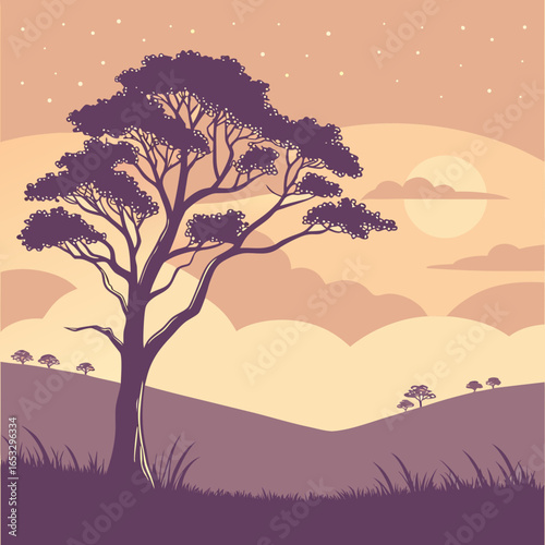 vector illustration of an autumn landscape
