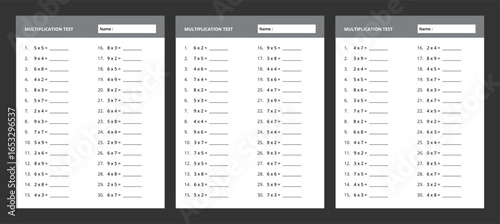 Multiplication Problems for Children, Math Worksheet