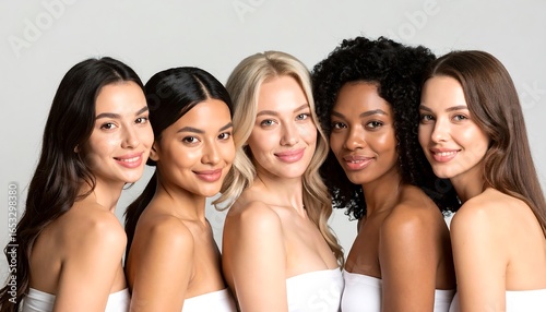 Diverse women, smiling, beautiful