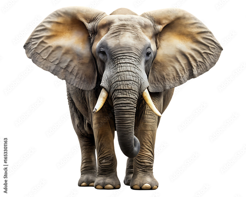 Fototapeta premium elephant isolated on white background PNG, AI GENERATED