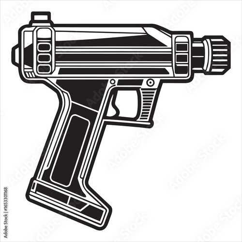 automatic nail gun silhouette vector