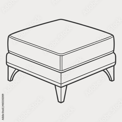 Vector illustration of a modern square ottoman for stylish interior furnishing and decor