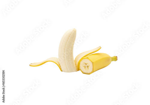 peeled banana png on transparent background