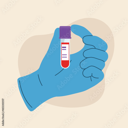 Medical professional holding a blood sample in a test tube