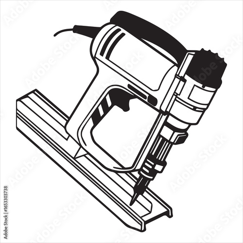 automatic nail gun silhouette vector