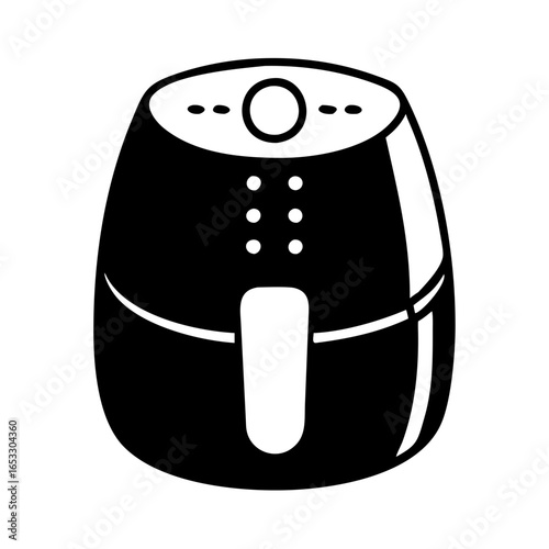 Vector art of black and white icon of an air fryer  icon