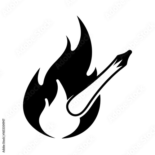 Vector art of black icon of a torch with flame  icon
