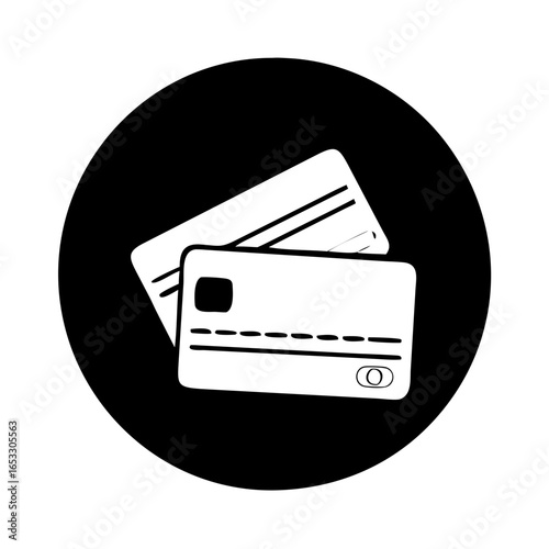 Vector art of credit card icon in black circle  icon