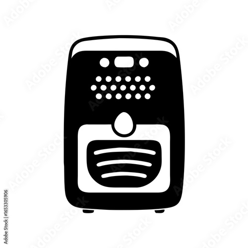 Vector art of black air fryer with digital display and basket  icon