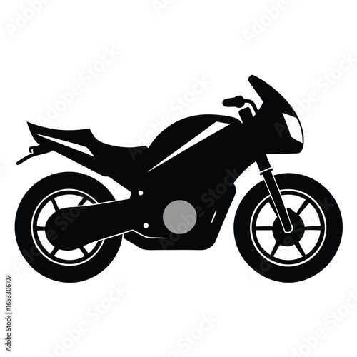 Black sport motorcycle with silver circle detail sportbike wheels