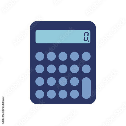 A dark blue calculator icon with light blue buttons and display