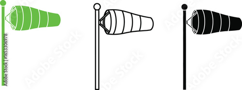 Windsock vector illustration set weather vane wind direction