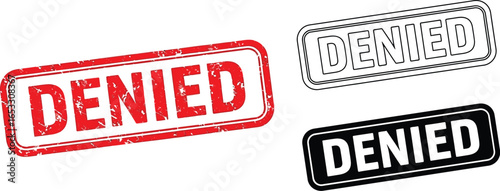 Denied stamp vector images for rejection and refusal concept