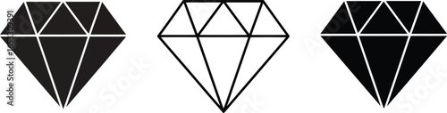 Diamond vector icon set design illustration gem jewel stone