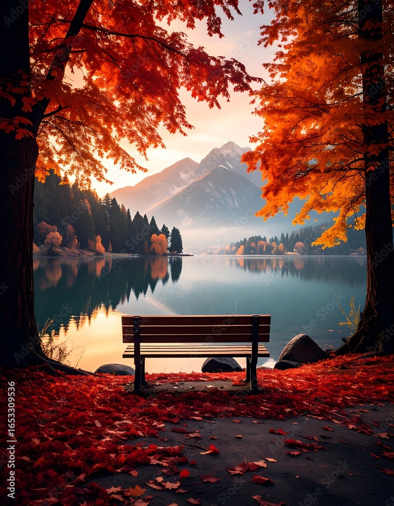 Obraz premium Autumn lake vista