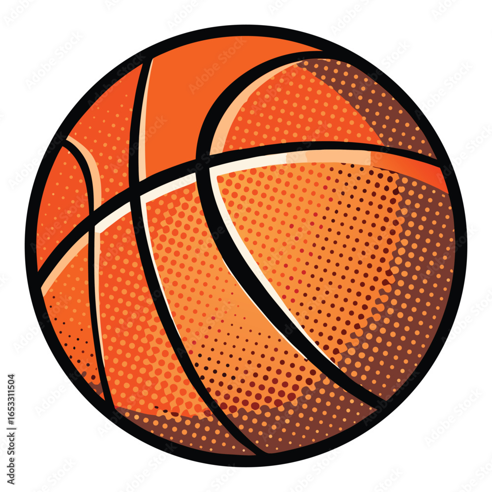 Obraz premium Orange basketball with black lines and dotted texture sport game