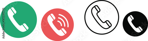 Phone call icon set contact us communication support vector