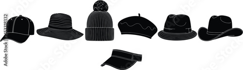 Selection of stylish hats and caps for fashion accessories
