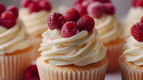 Raspberry Cupcakes: A delightful sweet treat with frosting and fresh berries, perfect for any celebration.