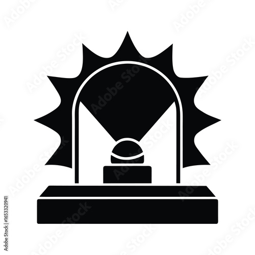 Vector art of black silhouette of a flashing warning light isolated