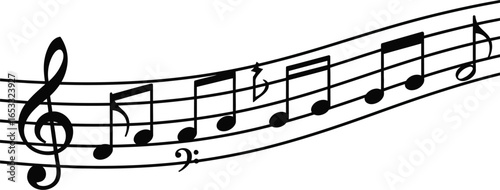 Music sheet notes notation melody treble clef staff graphic