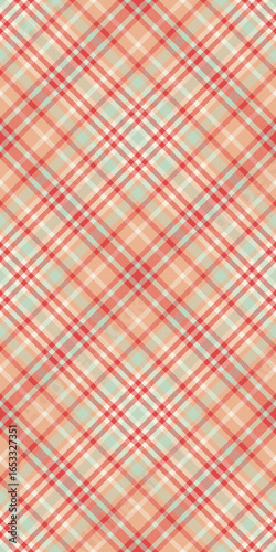 Flowing plaid pattern vector, tailor texture textile tartan. Canvas check fabric background seamless in orange and red colors.