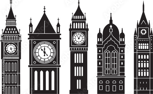 Iconic Clock Towers Silhouette Collection A Glimpse into Architectural Marvels and Timeless Design
