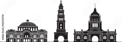 Iconic Silhouette of Mexico City Landmarks A Captivating Skyline Depiction of Architectural Heritage