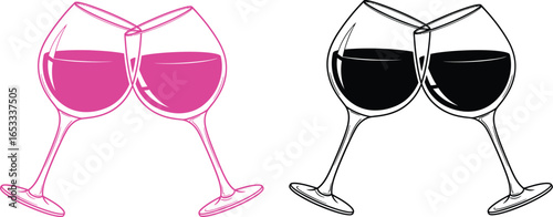 Wine glasses clinking cheers celebration drink vector graphic
