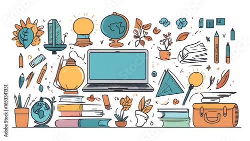 Doodle Vector Icons Homeschool and Education