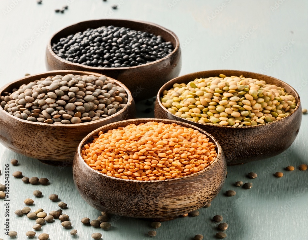 Obraz premium black green yellow and brown lentils