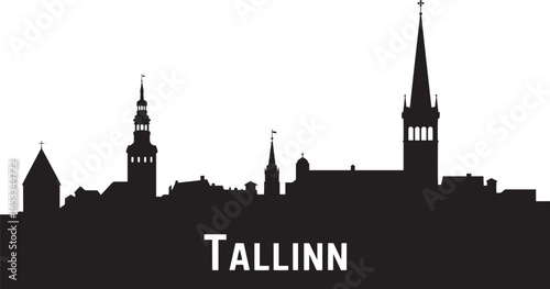 Tallinn Estonia Skyline Silhouette Vector Illustration with Cityscape and Urban Landscape View