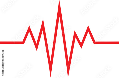 Red heartbeat pulse line graph isolated on white background, representing medical health and cardiac rhythm