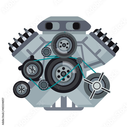Engine of Innovation: A detailed graphic depiction of a complex engine, showcasing precision engineering and technological advancement. 