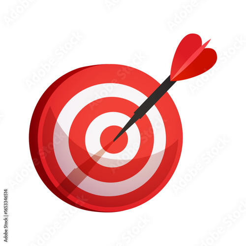 Bullseye Focus: A vector illustration of a dart hitting a bullseye target. Capturing precision, accuracy and the concept of achieving goals.