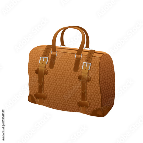 Stylish Travel Bag: A close-up of an elegant brown travel bag, exuding sophistication. The bag showcases quality craftsmanship with leather details and sturdy handles.