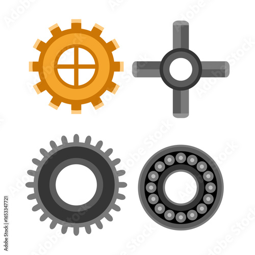 Mechanical Gear Assembly: A meticulous illustration showcases an assembly of industrial gears and components, representing precision engineering and the synergy of mechanical elements.